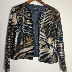 Selene Sport Black and Brown Animal Print Blazer